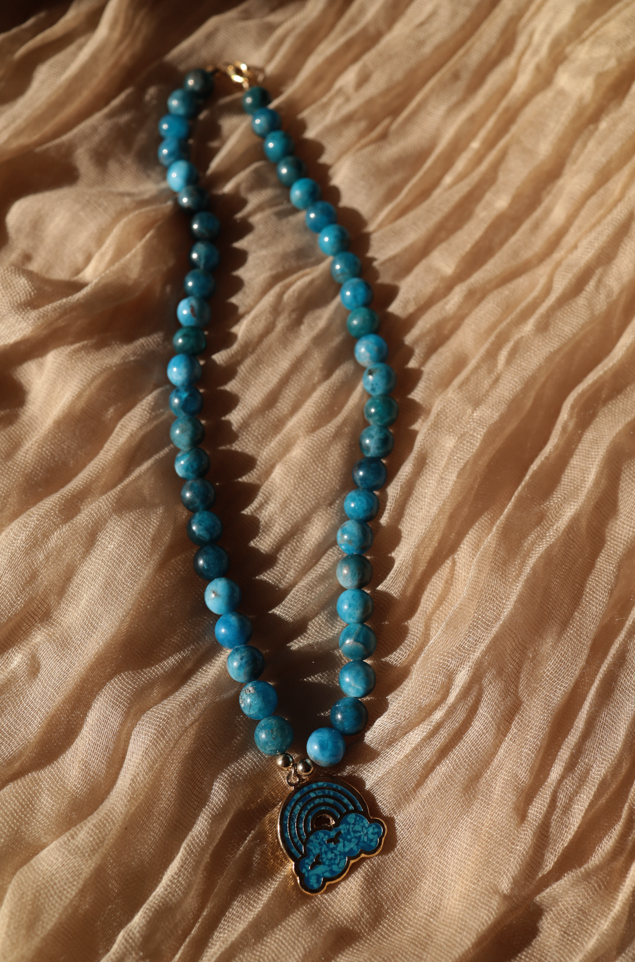 "Over The Rainbow" Genuine Blue Apatite Gemstone Choker "Over The Rainbow" Genuine Blue Apatite Gemstone Choker Panakeias Blessings   